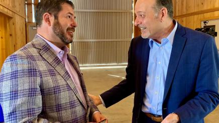 Assemblymember Arambula talks with Jim Yovino, Fresno County Superintendent of Schools, at the luncheon.