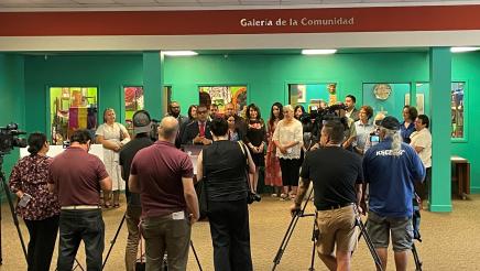 Fresno media cover the Sept.7, 2022 news conference announcing the $7 million State allocation secured by Assemblymember Dr. Joaquin Arambula.