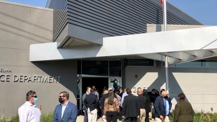 The front entrance to the new Selma Police Department headquarters.