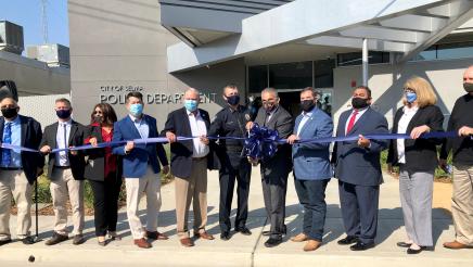 Officials at the ribbon cutting for the new Selma Police Department headquarters included Assemblymember Arambula, members of the Selma City Council, and other elected officials.