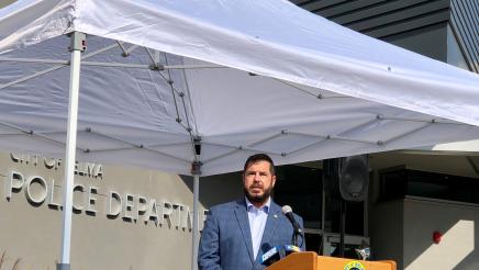 Assemblymember Dr. Joaquin Arambula addresses attendees at the ribbon-cutting event in Selma on October 29, 2020. 
