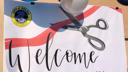 A welcome sign for the Selma event.