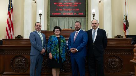 Assemblymember Dr. Joaquin Arambula on September 14, 2023 welcomed leaders of the National Hispanic Health Foundation (NHHF) to the State Capitol. He’s seen here with (from left) Guillermo Avilés Mendoza, J.D., LLM, Associate Director of Programs;  Elena Rios, MD, MSPH, MACP, President and CEO of the National Hispanic Medical Association and President of the National Hispanic Health Foundation; and Mark Diaz, MD, Board of Directors Chairman for NHHF- Sacramento.