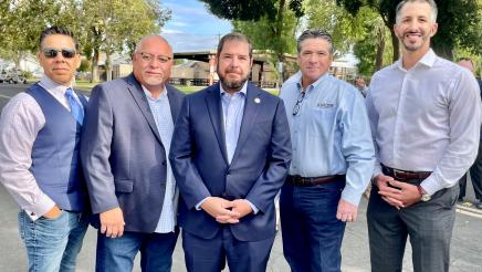 Assemblymember Dr. Joaquin Arambula is seen with members of the Fowler City Council on September 13, 2022, the day of the $5 million check presentation to the City of Fowler.