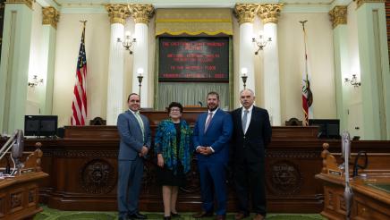 Assemblymember Dr. Joaquin Arambula on September 14, 2023 welcomed leaders of the National Hispanic Health Foundation (NHHF) to the State Capitol. He’s seen here with (from left) Guillermo Avilés Mendoza, J.D., LLM, Associate Director of Programs;  Elena Rios, MD, MSPH, MACP, President and CEO of the National Hispanic Medical Association and President of the National Hispanic Health Foundation; and Mark Diaz, MD, Board of Directors Chairman for NHHF- Sacramento.